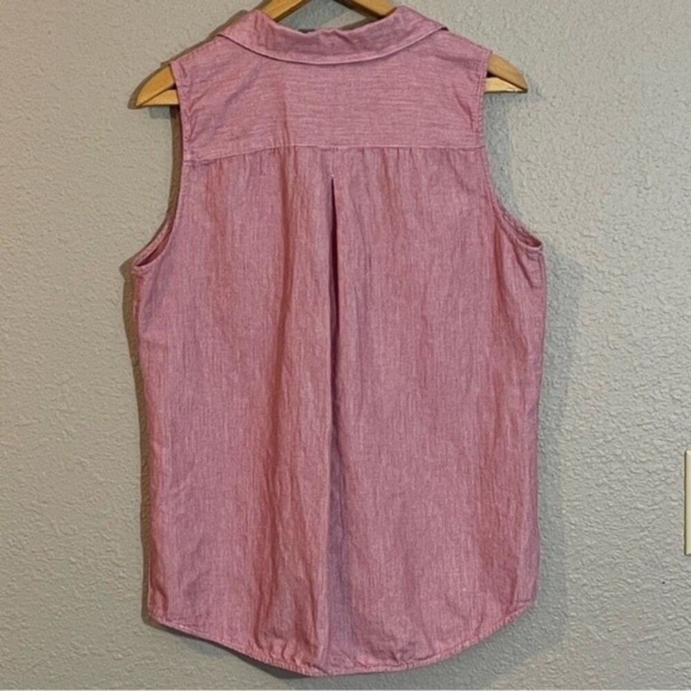 Liz Claiborne sleeveless top, front pocket. Red and White. Women’s Large. - Picture 5 of 5